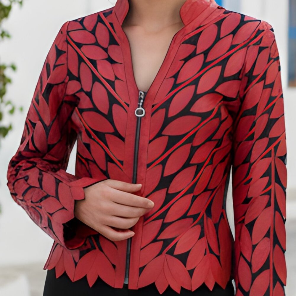 Women Leather Jacket Women Leather Women Jacket Leather Women Leaf Jacket